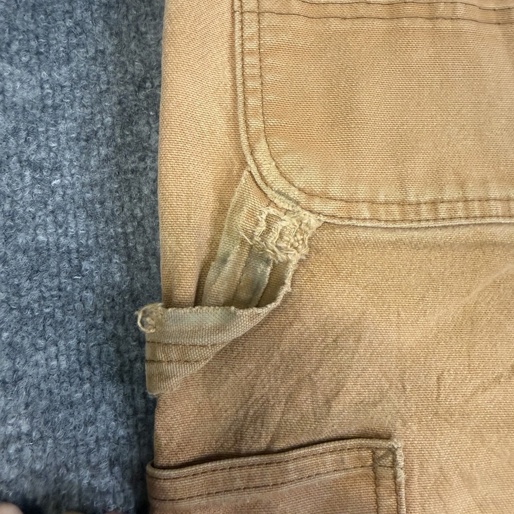 Carhartt Dungaree Pants Men 31x34 Brown Double Knee Canvas Utility Carpenter - Picture 13 of 16